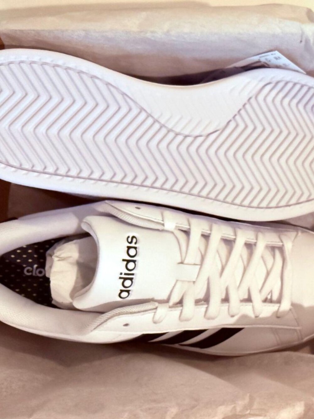 Adidas Grand Court 2.0 Cloud White /Brown /Aurora Met. Athletic Sneaker size 9 - Picture 6 of 9